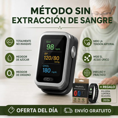 GlucoMax™ 3 en 1 - Medidor de Glucosa Sin Dolor + Colesterol + Presión Arterial + Oxígeno + ENVÍO GRATIS